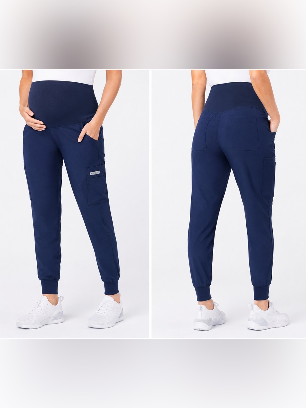 MedCouture Maternity Navy Jogger Scrub Pants Lot of 2 Medium Stretch Healthcare